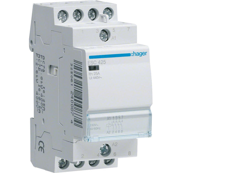 Hager Contactor 25a 4no 24v 2m