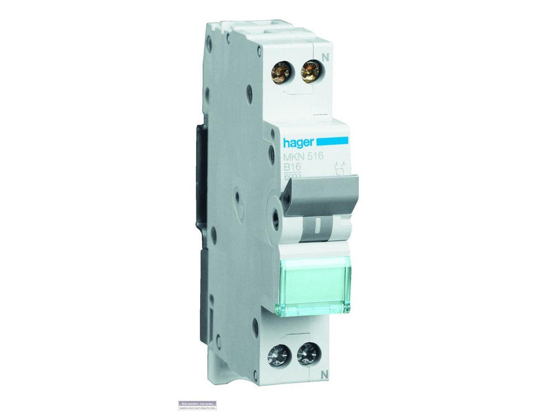 Hager Miniature circuit breaker mcb 1p+n 6ka c-16a