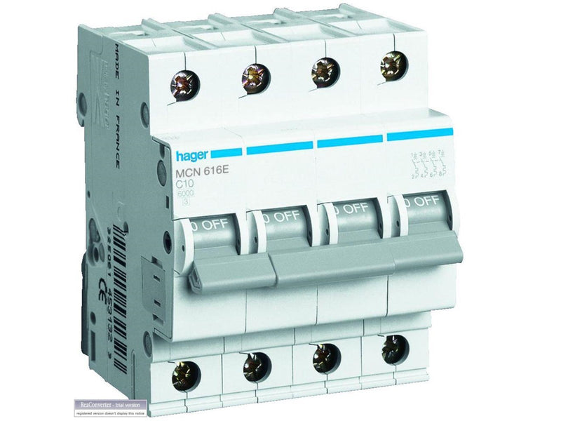 Hager Miniature circuit breaker mcb 3p+n 6ka c-40a