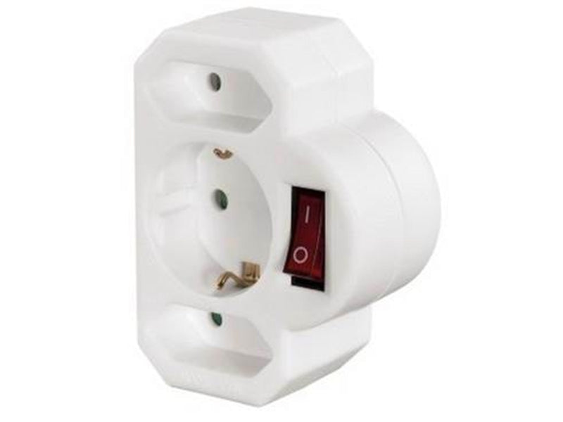Hama Multi-Plug 3-Way 2 Euro/1 Earthed Socket Switch white