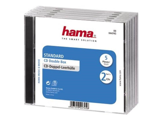 Hama Standard CD Double Jewel Case pack of 5 transparent/black