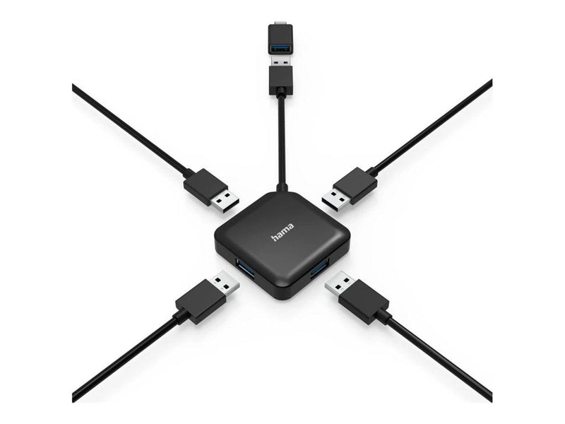 Hama - hub - 4 ports USB-Hubs - USB 3.1 - 4 - Schwarz