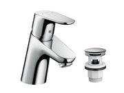 Hansgrohe focus single lever basin mixer 70 with push-open w