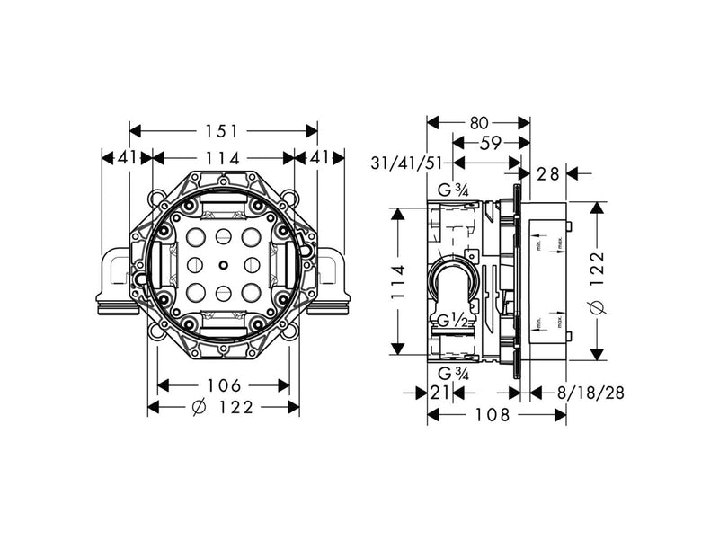 Hansgrohe ibox universal basic with pre-mounted angle connec