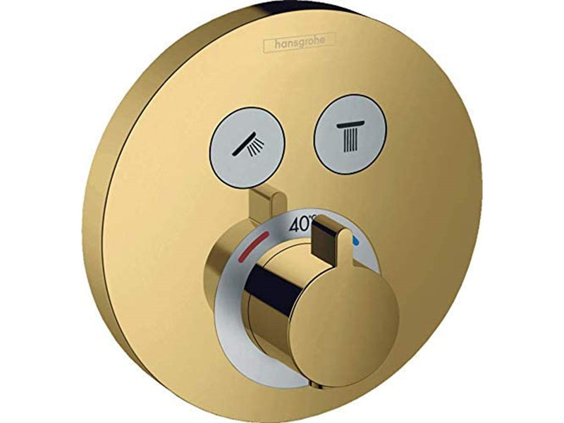 Hansgrohe showerselect s thermostatic mixer for concealed installation for 2 outlets polished gold-optic