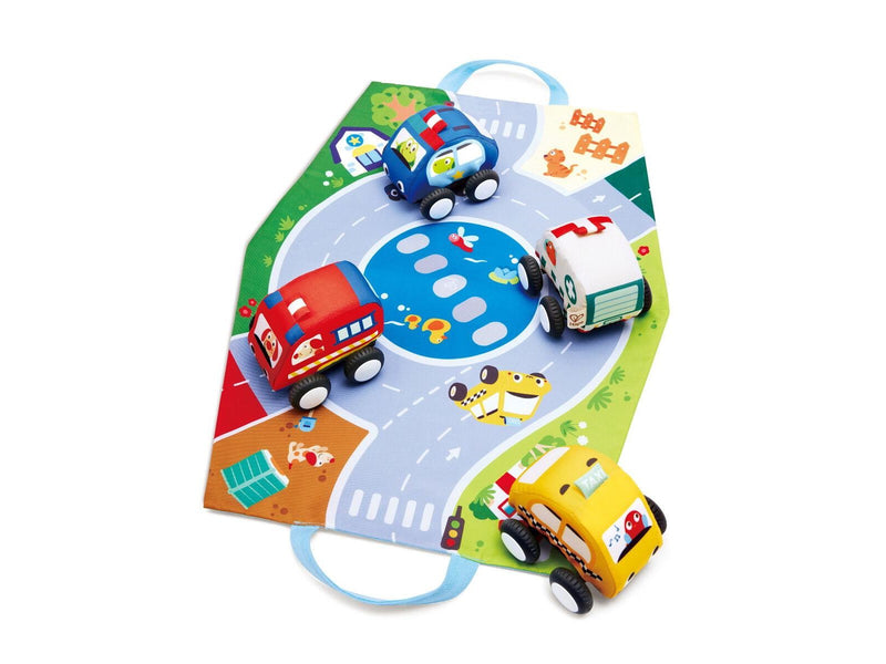 Hape Pull-Back Plush Car Set