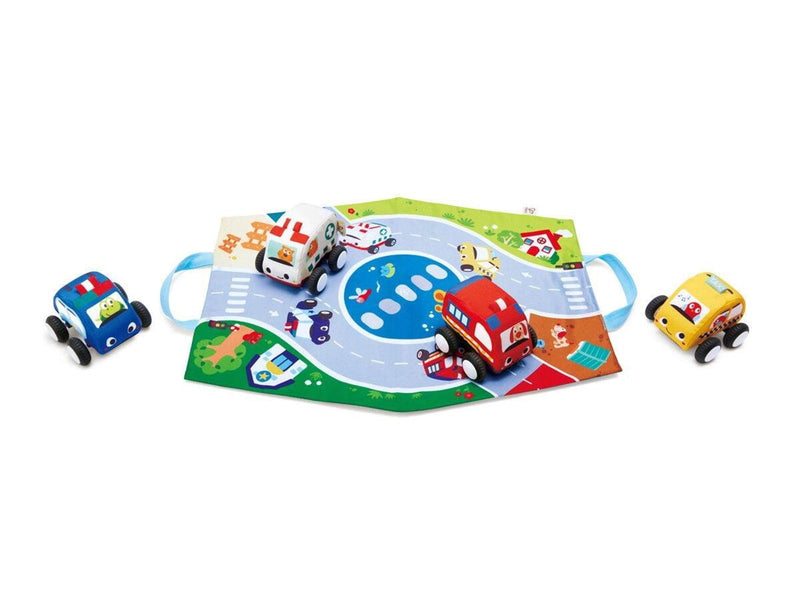 Hape Pull-Back Plush Car Set