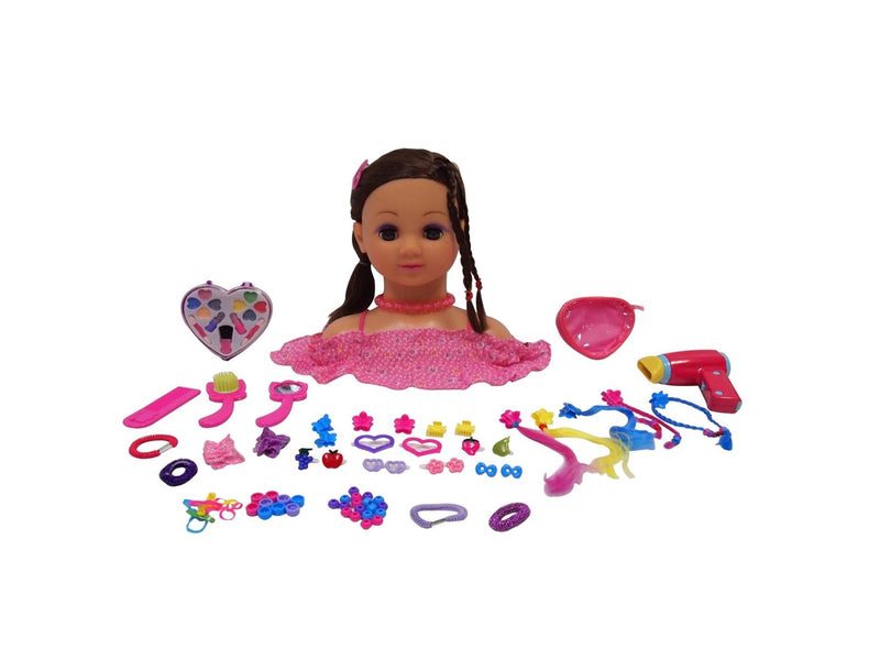Happy Friend Make Up & Hairstyling Head Brown Hair B/O