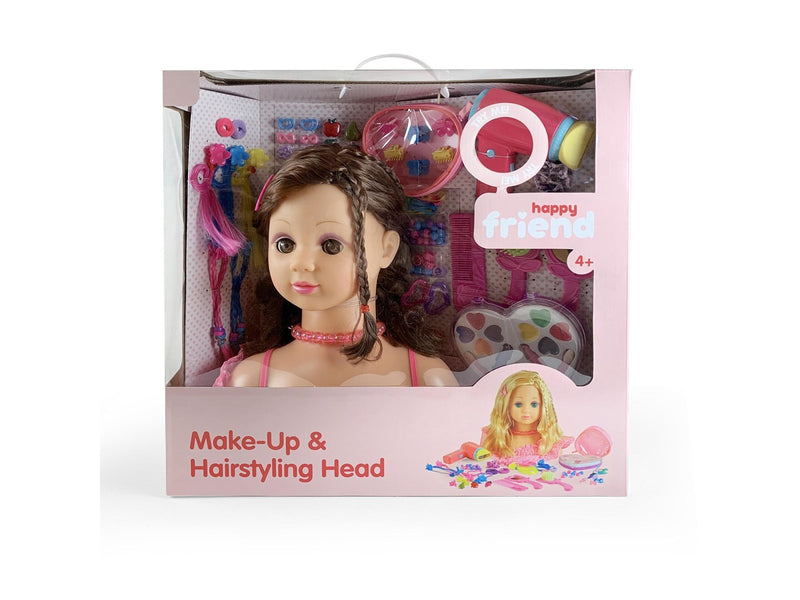 Happy Friend Make Up & Hairstyling Head Brown Hair B/O