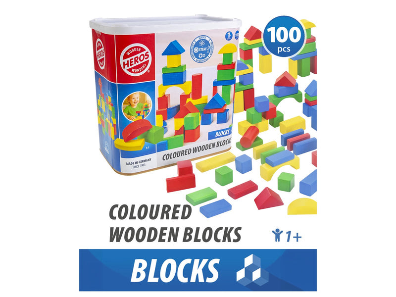 Heros Bausteine – Farbige Holzbausteine, 100 Stück