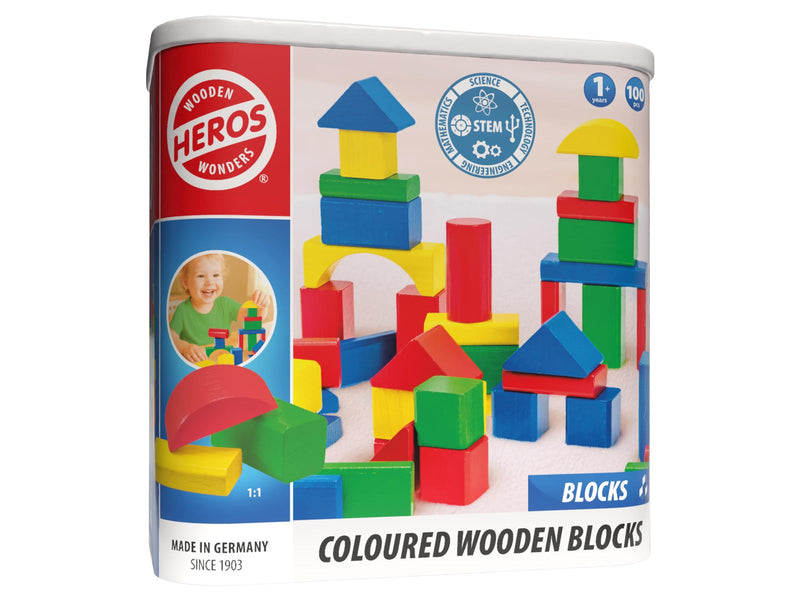 Heros Bausteine – Farbige Holzbausteine, 100 Stück