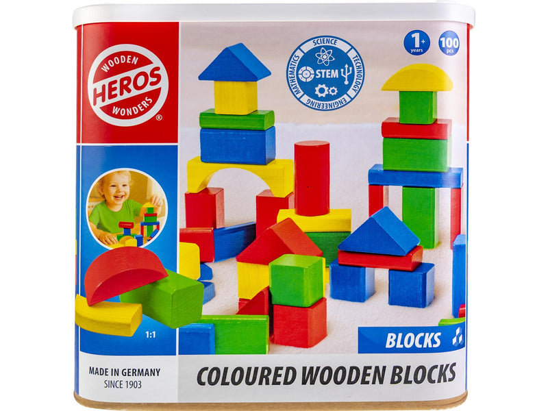 Heros Bausteine – Farbige Holzbausteine, 100 Stück