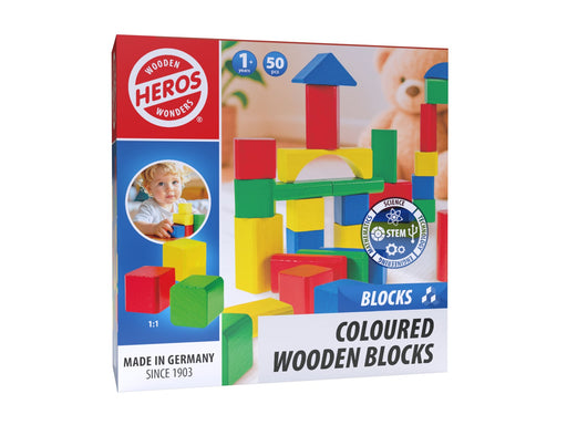 Heros Blocks Coloured wooden blocks 50pcs compact