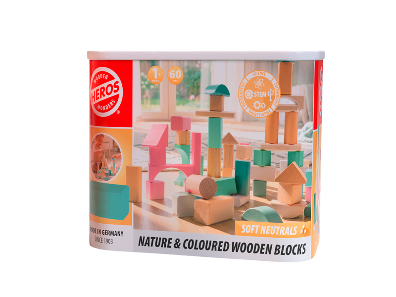 Heros FSC® Bausteine – Weiche neutrale Farben und natürliche Holzbausteine, 60 Stück