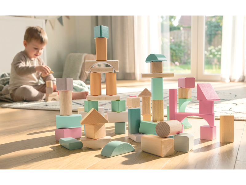 Heros FSC® Bausteine – Weiche neutrale Farben und natürliche Holzbausteine, 60 Stück