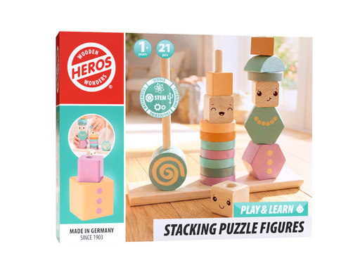 Heros FSC® Play & Learn – Holz-Stapelfiguren (weiche neutrale/pastellfarbene Farben)