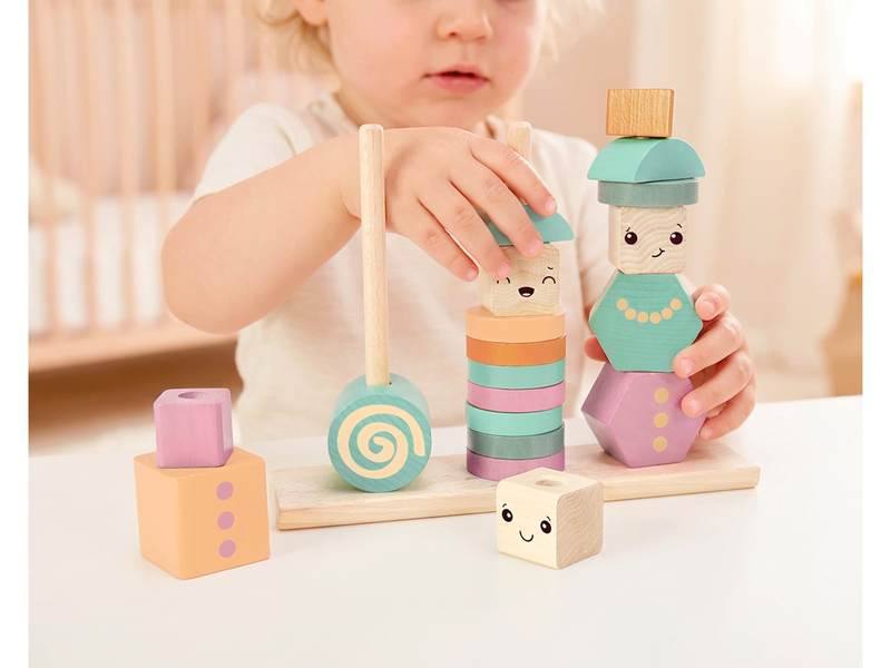 Heros FSC® Play & Learn – Holz-Stapelfiguren (weiche neutrale/pastellfarbene Farben)