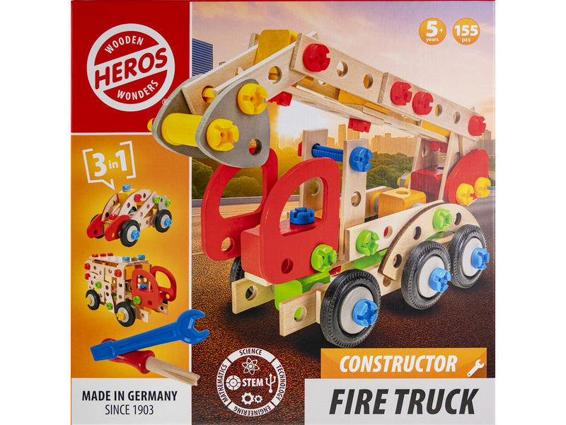 Heros Konstruktionsspielzeug – 3-in-1, Feuerwehrauto, 155 Teile