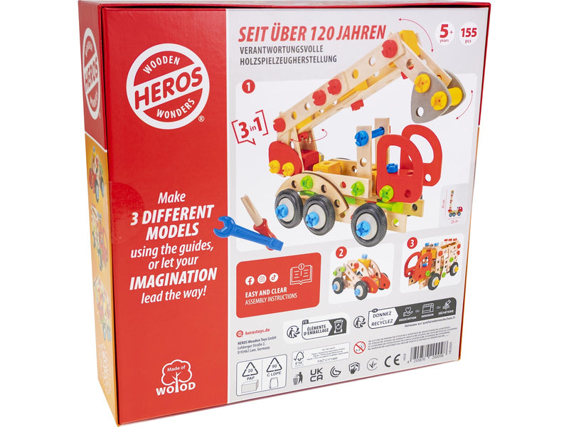 Heros Konstruktionsspielzeug – 3-in-1, Feuerwehrauto, 155 Teile