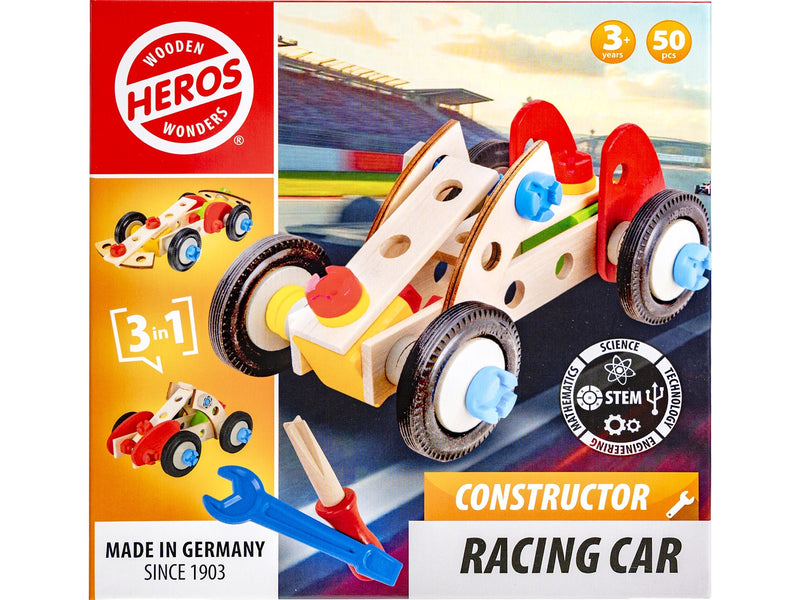 Heros Konstruktionsspielzeug – 3-in-1, Rennwagen, 50 Teile