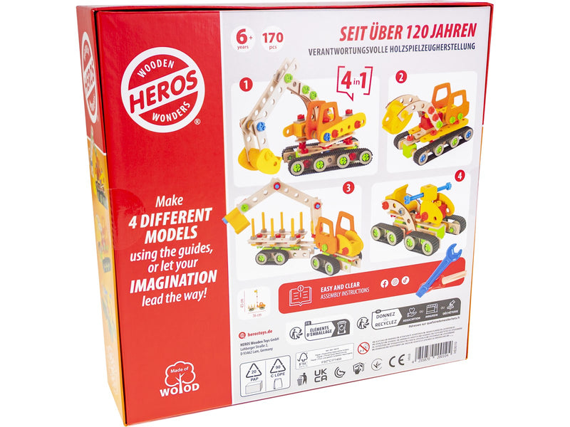 Heros Konstruktionsspielzeug – 4-in-1, Bagger, 170 Teile