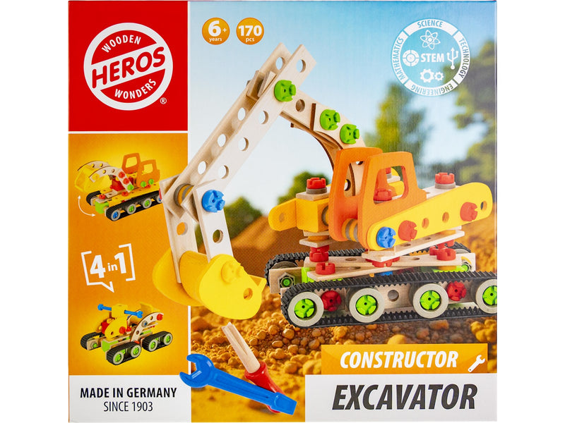 Heros Konstruktionsspielzeug – 4-in-1, Bagger, 170 Teile