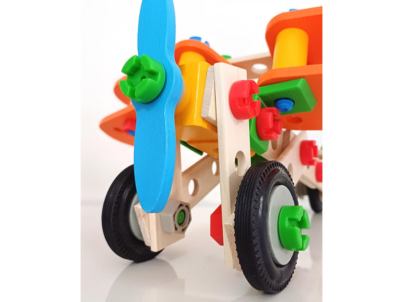 Heros Konstruktionsspielzeug – 4-in-1, Doppeldeckerflugzeug, 90 Teile