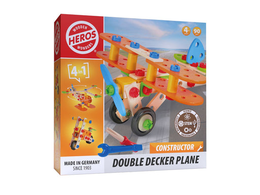 Heros Konstruktionsspielzeug – 4-in-1, Doppeldeckerflugzeug, 90 Teile