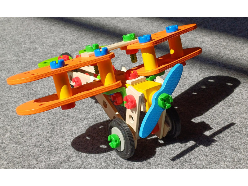Heros Konstruktionsspielzeug – 4-in-1, Doppeldeckerflugzeug, 90 Teile