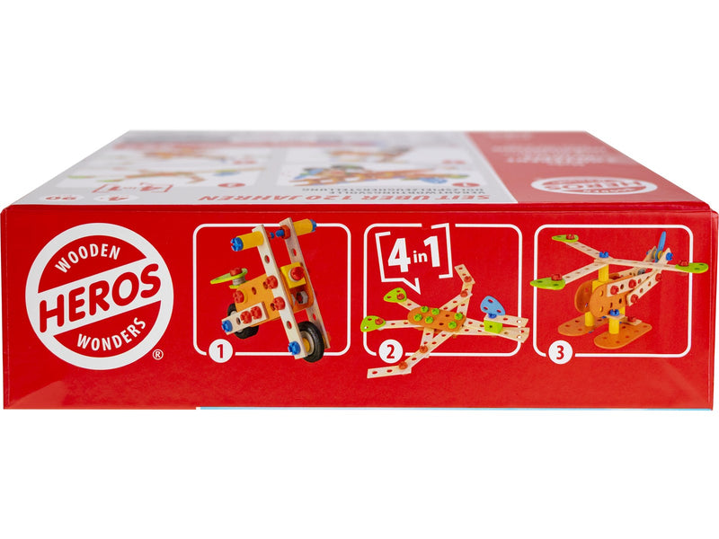 Heros Konstruktionsspielzeug – 4-in-1, Doppeldeckerflugzeug, 90 Teile