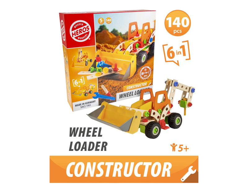Heros Konstruktionsspielzeug – 6-in-1, Radlader, 140 Teile