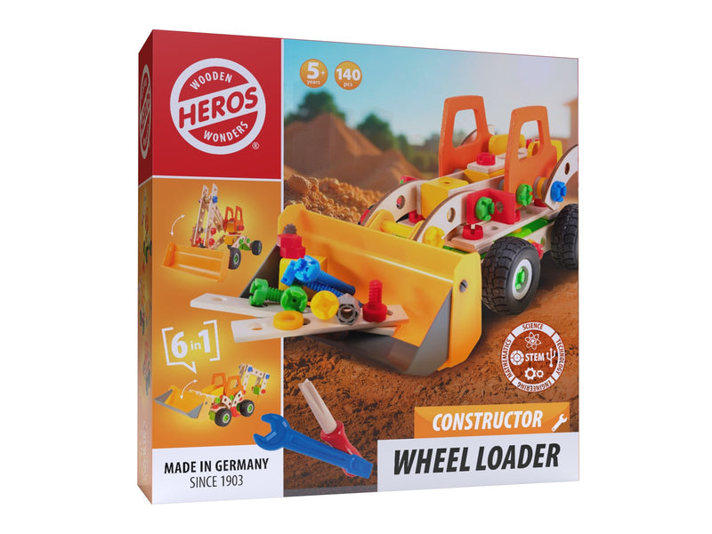 Heros Konstruktionsspielzeug – 6-in-1, Radlader, 140 Teile