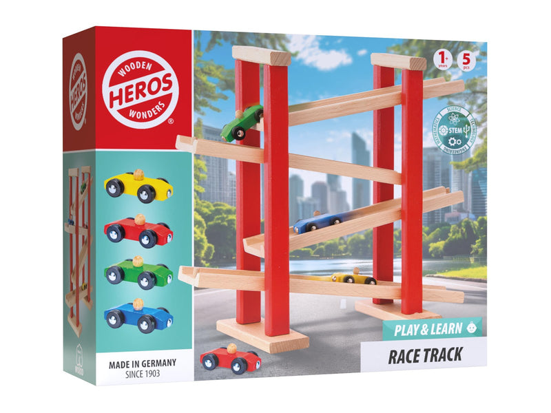 Heros Play & Learn – Holz-Rennstrecke mit 4 Autos