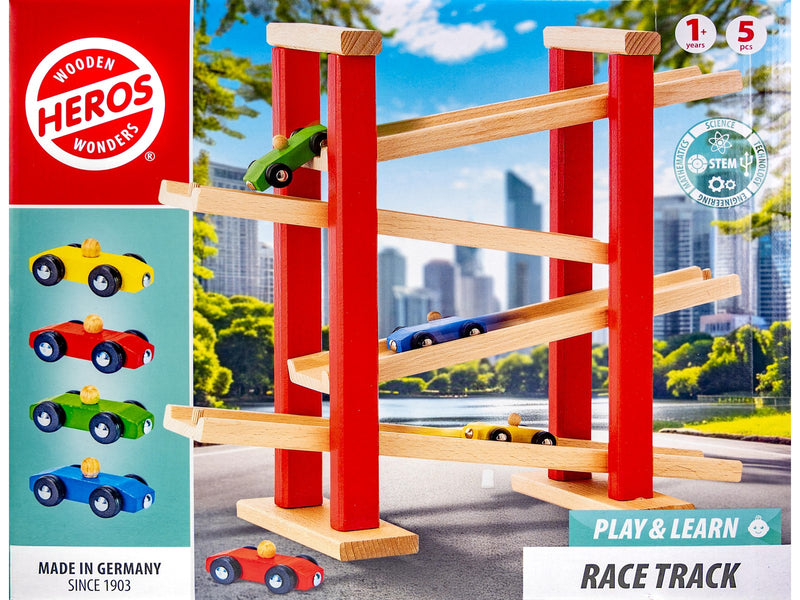 Heros Play & Learn – Holz-Rennstrecke mit 4 Autos