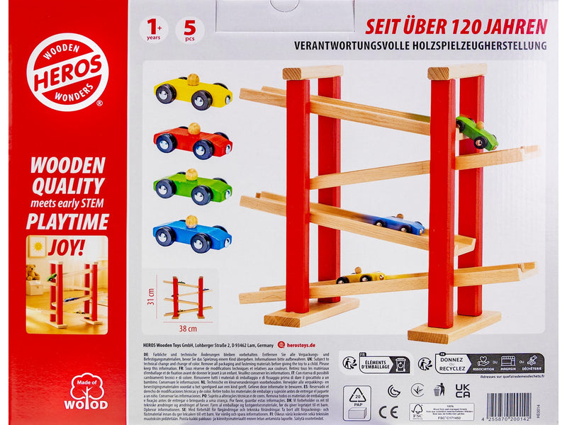 Heros Play & Learn – Holz-Rennstrecke mit 4 Autos