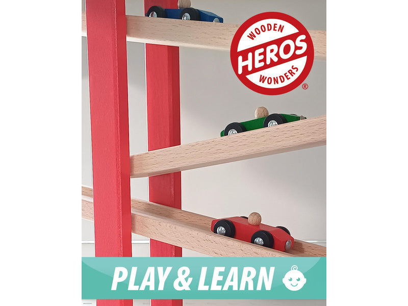 Heros Play & Learn – Holz-Rennstrecke mit 4 Autos