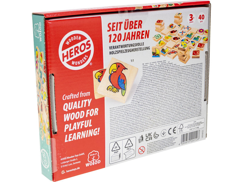 Heros Spielen & Lernen – Holz-Memory-Spiel mit Bildern, 40 Plättchen