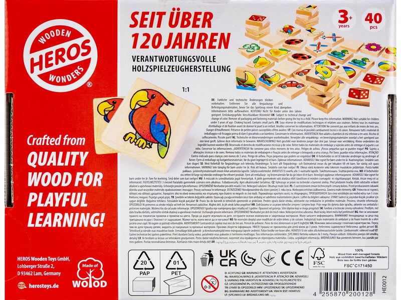 Heros Spielen & Lernen – Holz-Memory-Spiel mit Bildern, 40 Plättchen