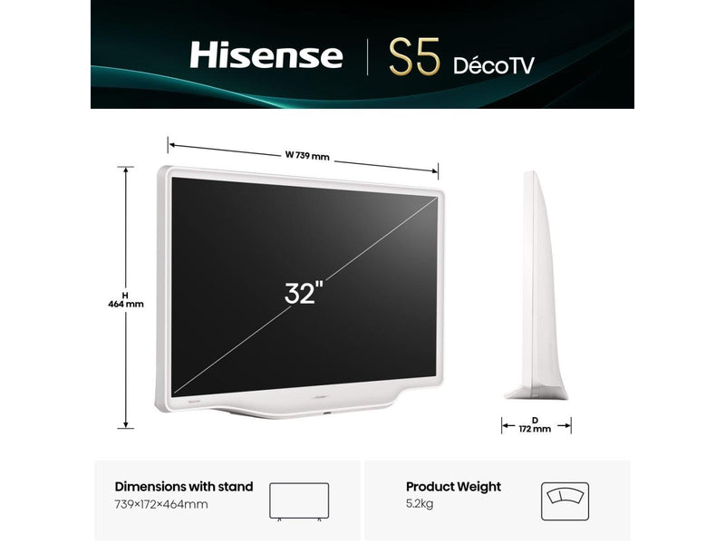 Hisense 32" Flachbild TV LED 1080p (Voll HD) Hybrid Log-Gamma (HLG) 32S5Q