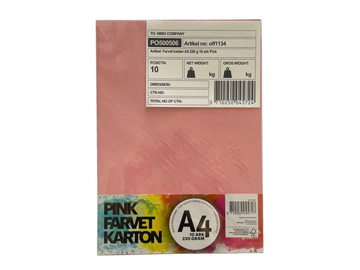 Hobby Mate Cardboard A4 220g. 10 sheets PINK