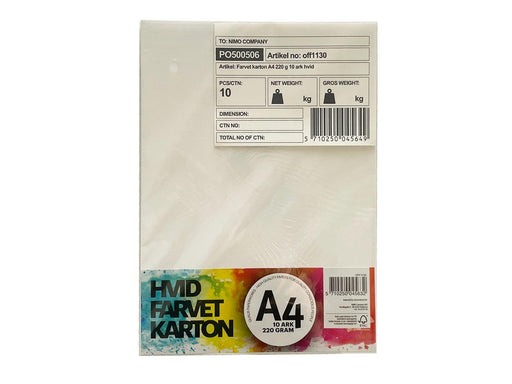 Hobby Mate Cardboard A4 220g. 10 sheets WHITE