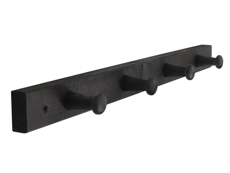 Home>it Coat rack 4 hooks pine wood black RETRO