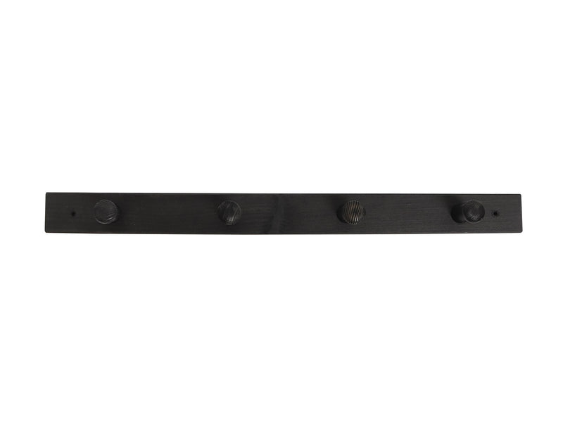Home>it Coat rack 4 hooks pine wood black RETRO