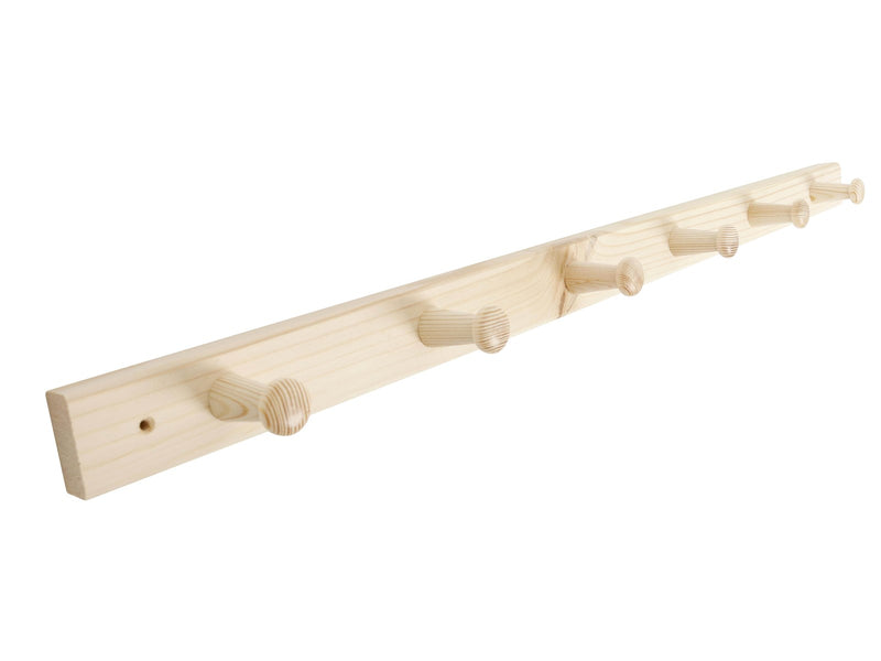 Home>it Coat rack 6 hooks pine wood natural RETRO