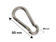 Home>it fireman's carabiner Ø5 x 50 mm in stainless steel 2 pcs.