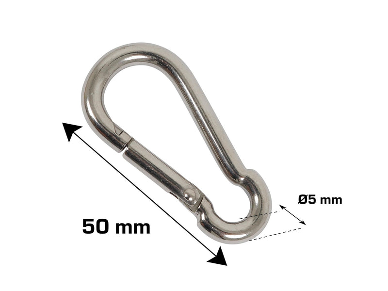 Home>it fireman's carabiner Ø5 x 50 mm in stainless steel 2 pcs.