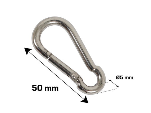 Home>it fireman's carabiner Ø5 x 50 mm in stainless steel 2 pcs.