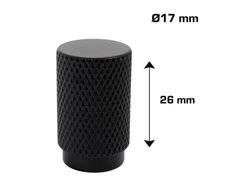 Home>it knurled slim furniture knob Ø17x26 mm matte black 2 pcs.