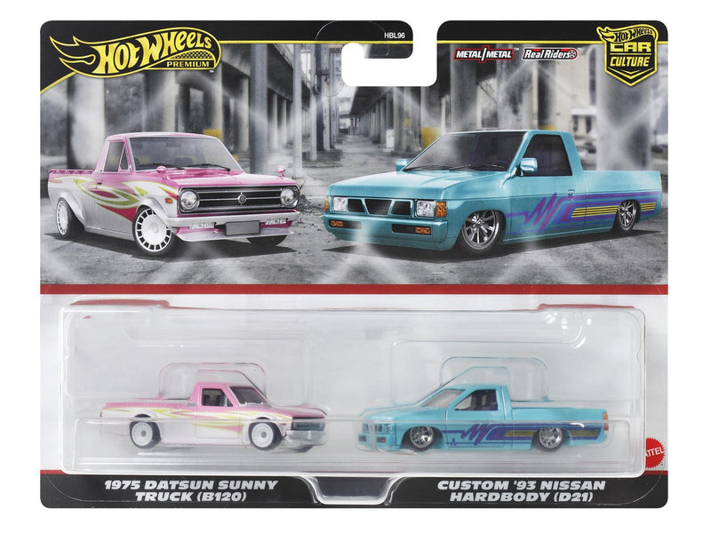 Hot Wheels Premium Car Culture 1975 Datsun Sunny Truck (B120) & Custom '93 Nissan Hardbody (D21)