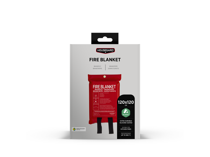 Housegard Fire blanket, 120x120 cm, Red, Silicone coated